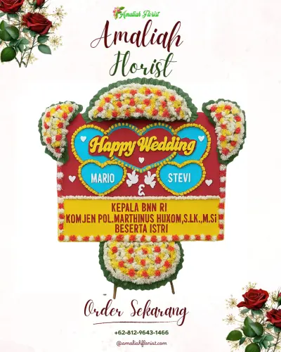 Karangan Papan Bunga Pernikahan di Permanu